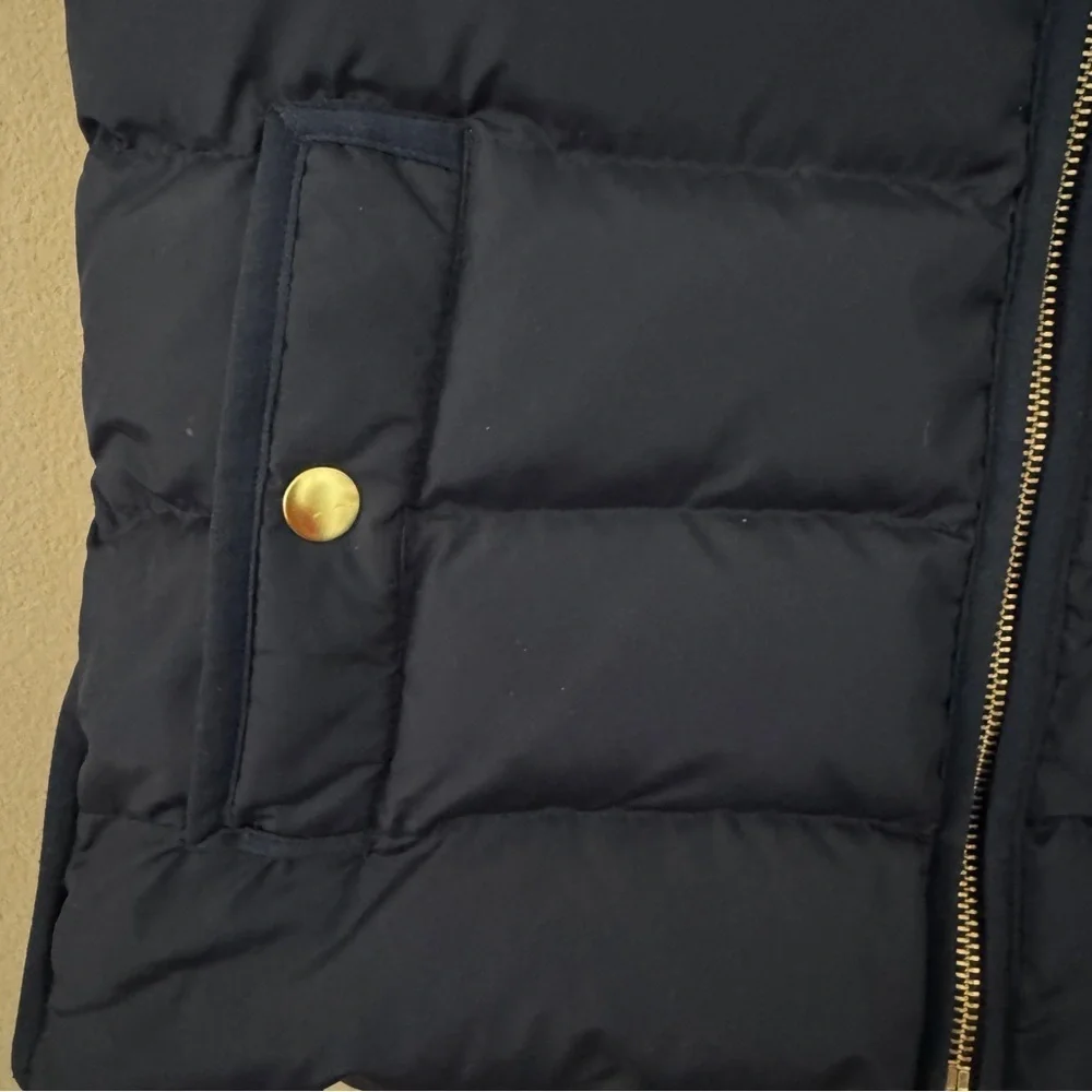 J. Crew Navy Quilted Puffer Vest with Side Zip Detail Size XS